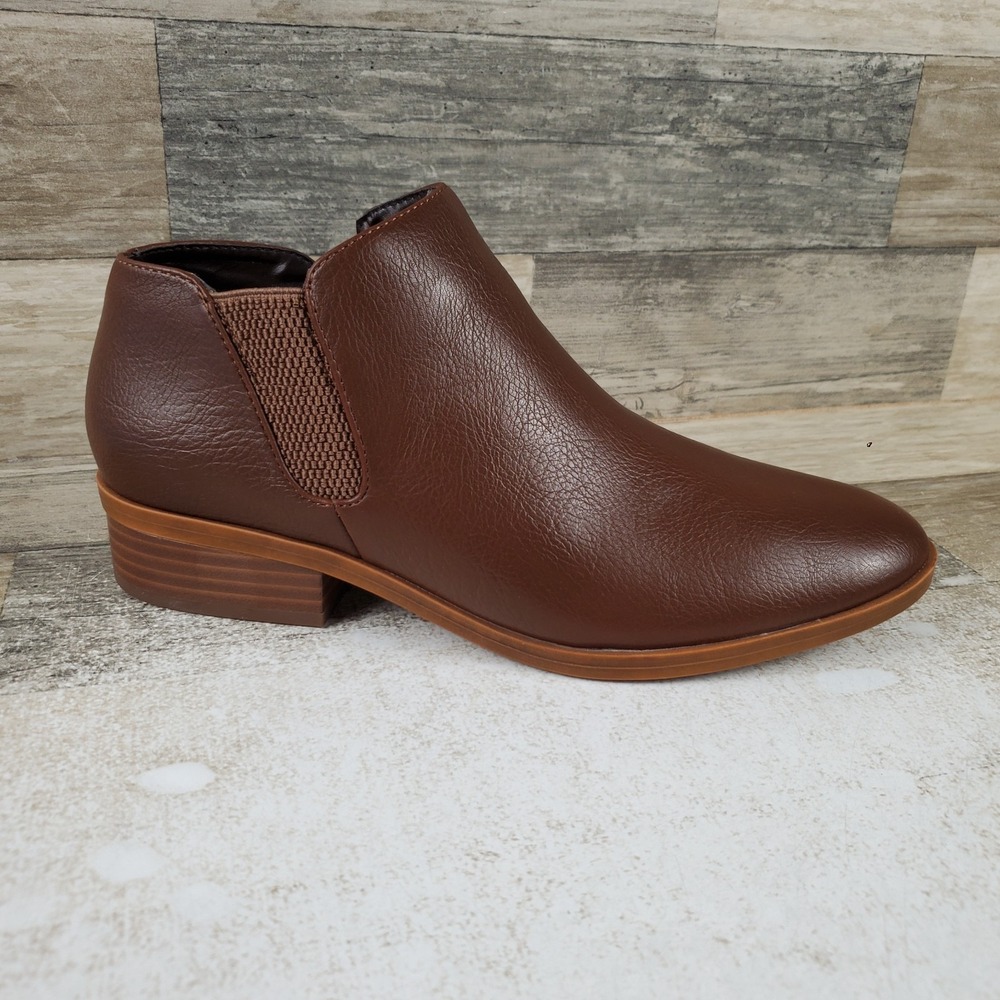 SOUL Naturalizer Respect Womens Ankle Bootie Sz 8.5 Cinnamon Leather Slip On